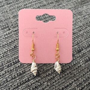 Seashell & Gold Tone Stainless Steel Earrings